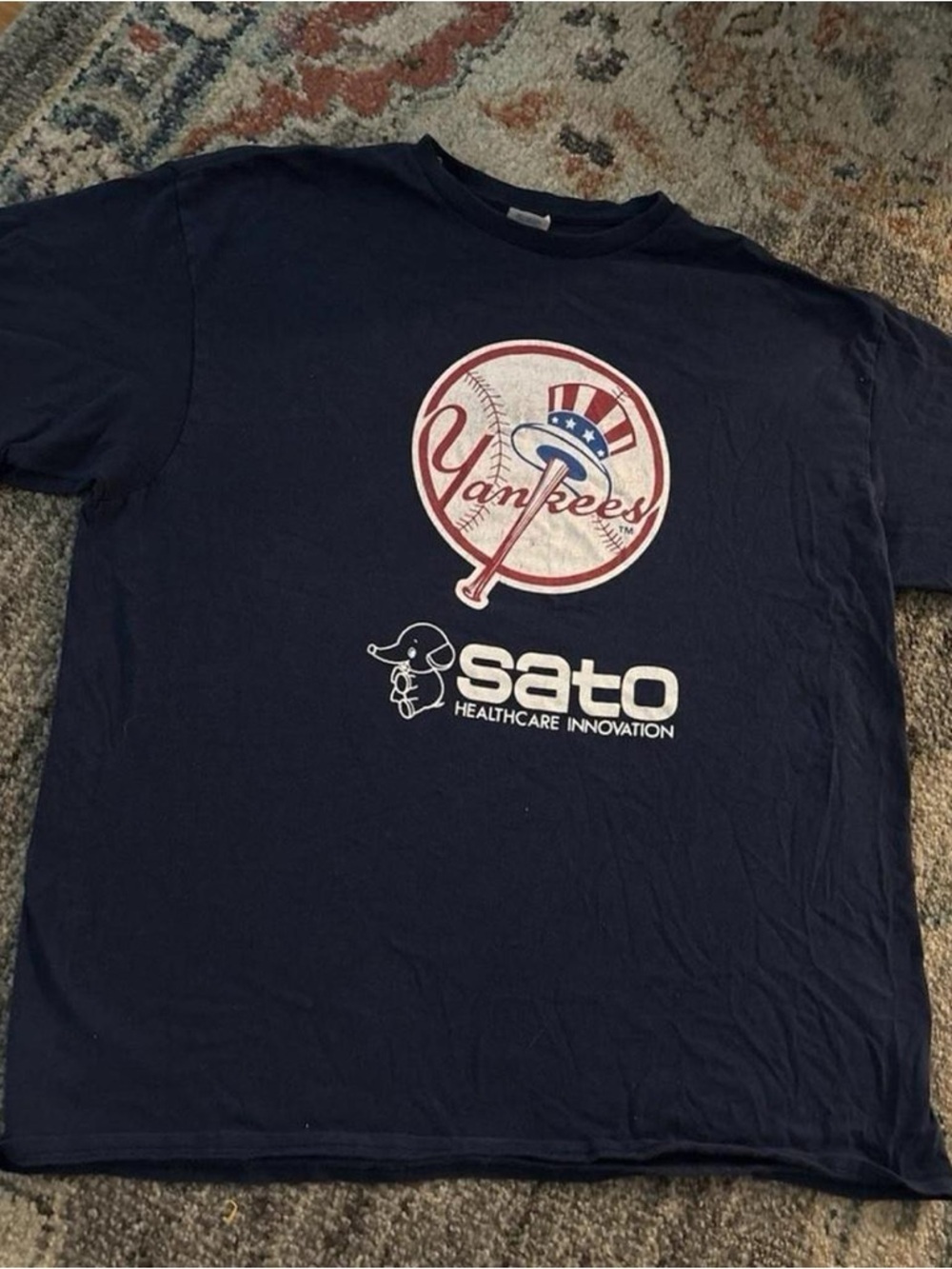 Yankees Graphic Tee with Sato Logo - Navy Blue